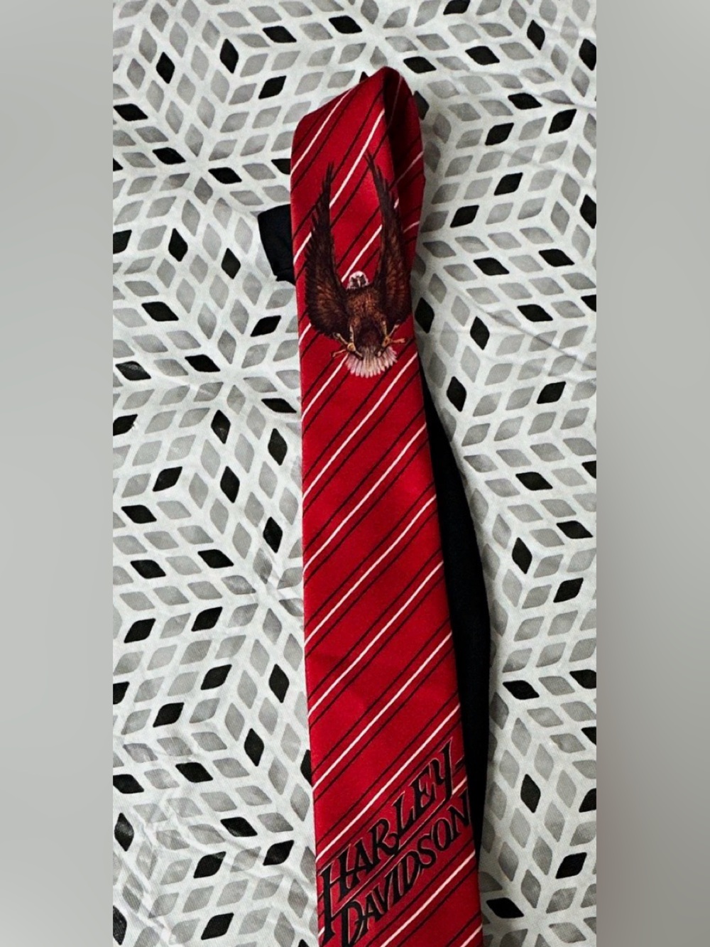 Ralph Marlin Red Harley-Davidson Necktie with Eagle Vintage from 1987 rare!